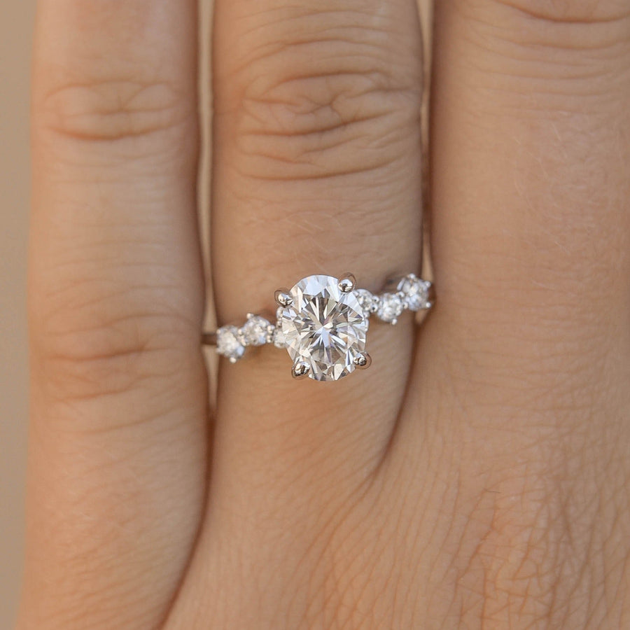 0.84-1.91 CT Oval Cut Solitaire Moissanite Engagement Ring - Barbara Maison 