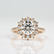 1.80 CT Round Cut Halo Moissanite Engagement Ring - Barbara Maison 
