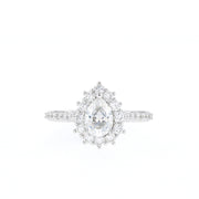 0.69 CT Pear Cut Halo Moissanite Engagement Ring - Barbara Maison 