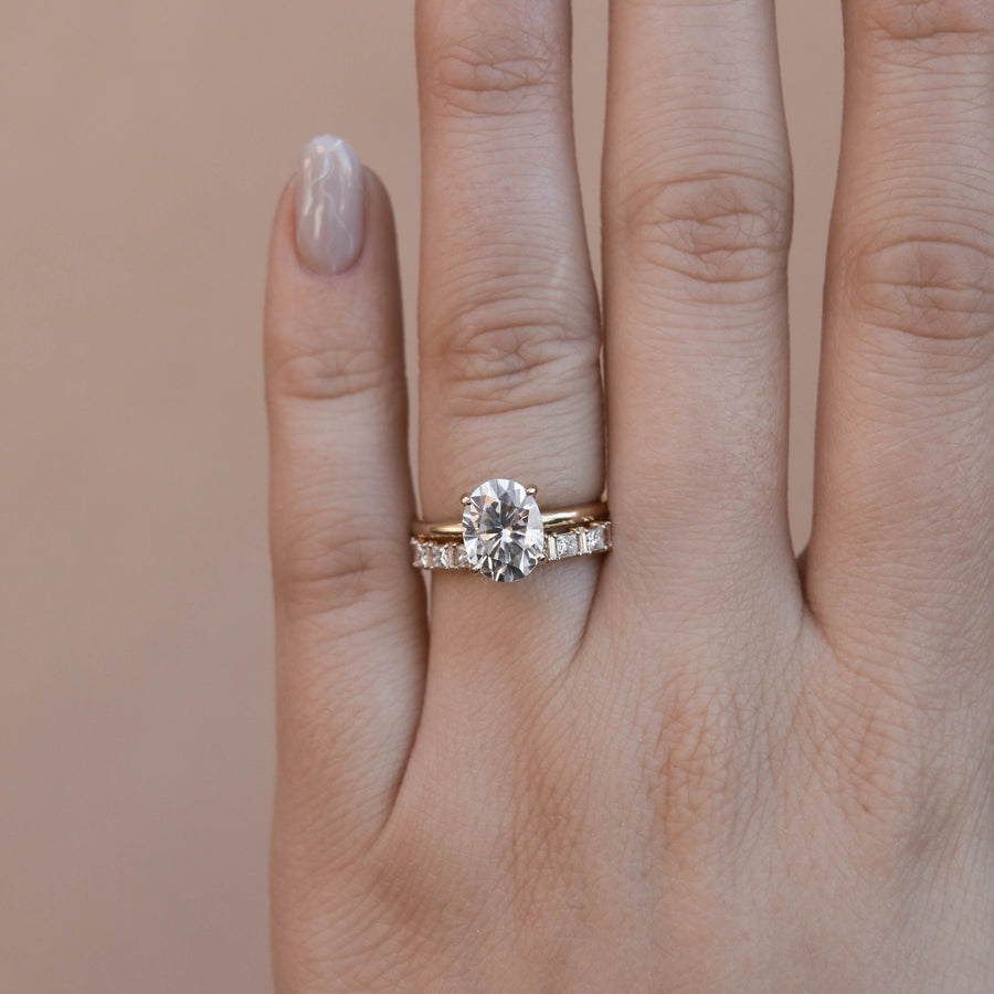 0.55 CT Princess & Baguette Alternating Moissanite Wedding Band - Barbara Maison 