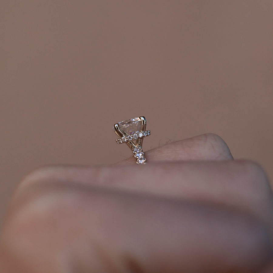 1-3 CT Round Hidden Halo Moissanite Engagement Ring - Barbara Maison 