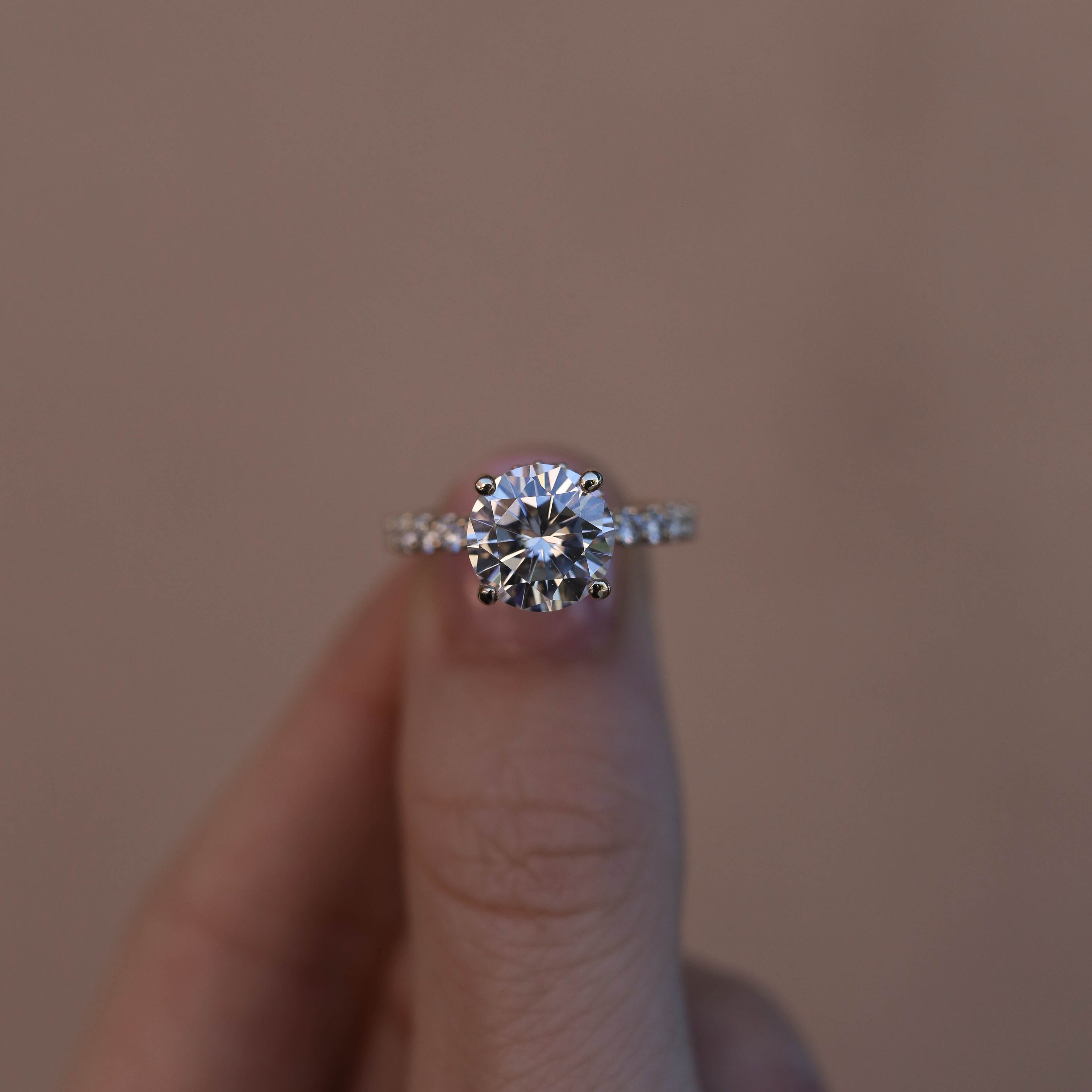 1-3 CT Round Hidden Halo Moissanite Engagement Ring - Barbara Maison 