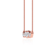 1.0 TCW Emerald & Round Moissanite Diamond Cluster Style Necklace - Barbara Maison 