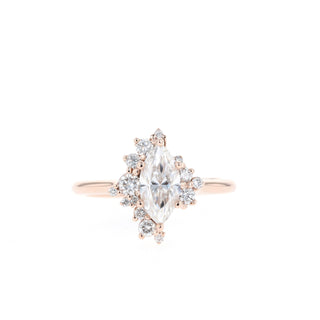 0.67 CT Marquise Cut Cluster Moissanite Engagement Ring - Barbara Maison 