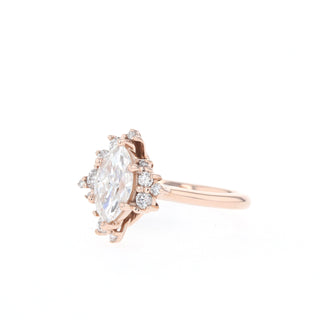 0.67 CT Marquise Cut Cluster Moissanite Engagement Ring - Barbara Maison 