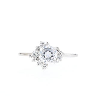 0.86 CT Round Cut Cluster Moissanite Engagement Ring - Barbara Maison 