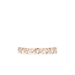 0.44 CTW Baguette and Round Alternative Moissanite Wedding Band - Barbara Maison 