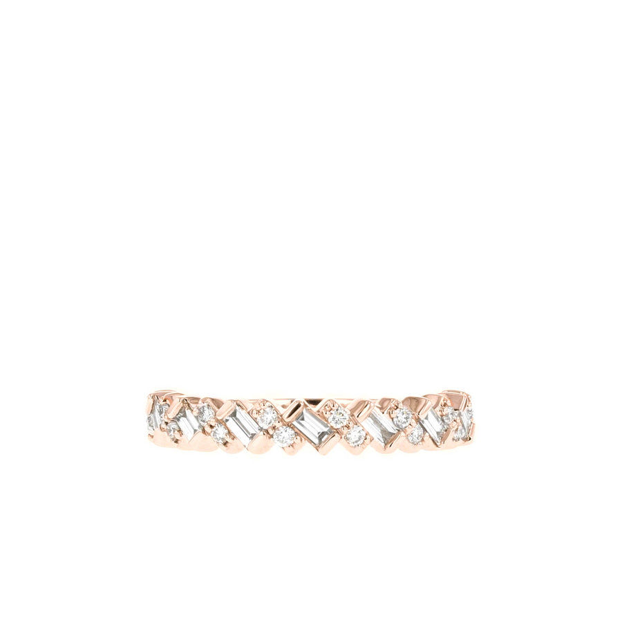 0.44 CTW Baguette and Round Alternative Moissanite Wedding Band - Barbara Maison 