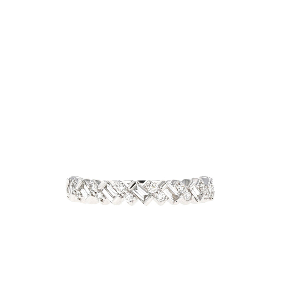 0.44 CTW Baguette and Round Alternative Moissanite Wedding Band - Barbara Maison 