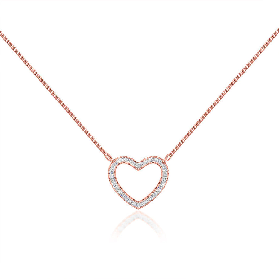 0.24 TCW Round Moissanite Diamond Heart Pendent Necklace - Barbara Maison 