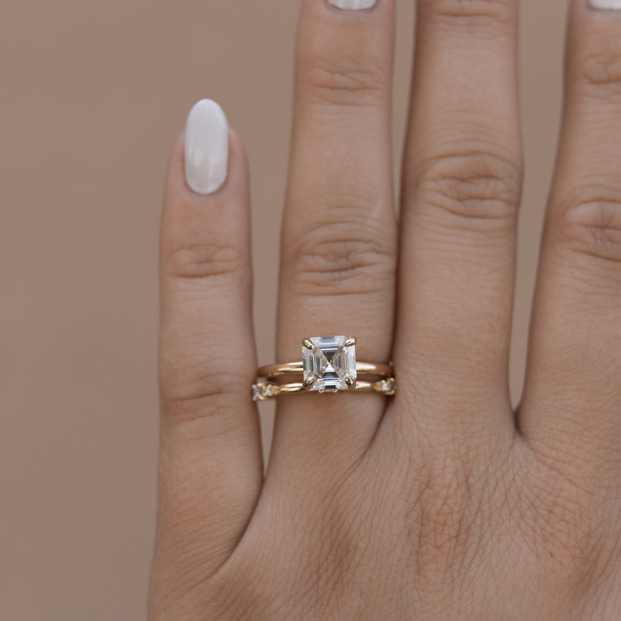 0.15 Princess & Dainty Moissanite Wedding Band