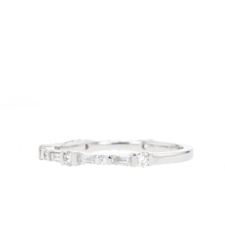 0.50 TCW Round and Baguette Alternative Diamond Moissanite Wedding Band - Barbara Maison 