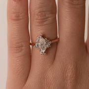 0.67 CT Marquise Cut Cluster Moissanite Engagement Ring - Barbara Maison 