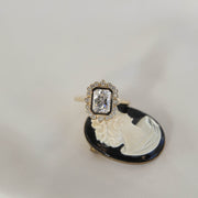 1.04 - 2.1 CT Radiant Cut Cluster Halo Moissanite Engagement Ring - Barbara Maison 