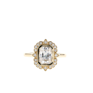 1.04 - 2.1 CT Radiant Cut Cluster Halo Moissanite Engagement Ring - Barbara Maison 