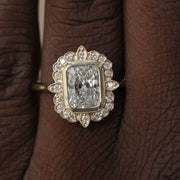 1.04 - 2.1 CT Radiant Cut Cluster Halo Moissanite Engagement Ring - Barbara Maison 