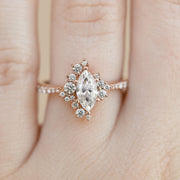0.67 CT Marquise Cut Cluster Moissanite Engagement Ring - Barbara Maison 