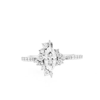 0.67 CT Marquise Cluster Moissanite Engagement Ring - Barbara Maison 