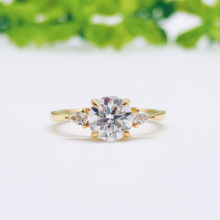 2.65 CT Round Cut Three Stone Moissanite Engagement Ring - Barbara Maison 