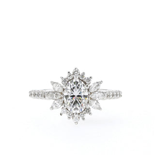 0.84 - 1.33 CT Oval Cut Cluster Moissanite Engagement Ring - Barbara Maison 