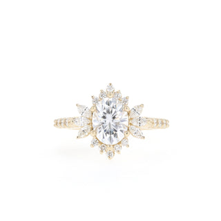 0.84 - 1.33 CT Oval Cut Cluster Moissanite Engagement Ring - Barbara Maison 