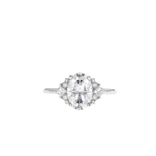 1.91 CT Oval Cluster Art Deco Style Moissanite Engagement Ring - Barbara Maison 