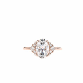 1.91 CT Oval Cluster Art Deco Style Moissanite Engagement Ring - Barbara Maison 