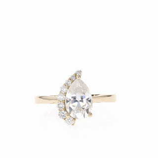 1.33 CT Pear Cut Cluster Moissanite Engagement Ring - Barbara Maison 