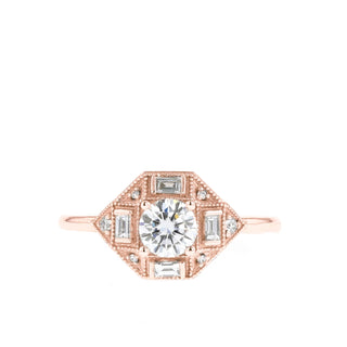 0.45 CT Round Cut Vintage Moissanite Engagement Ring - Barbara Maison 