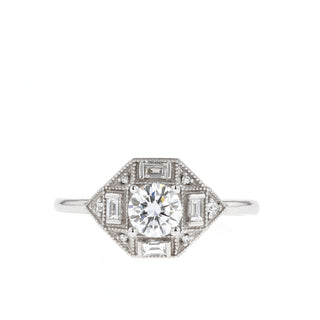 0.45 CT Round Cut Vintage Moissanite Engagement Ring - Barbara Maison 