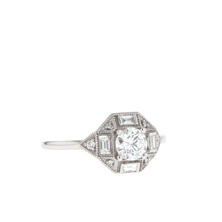 0.45 CT Round Cut Vintage Moissanite Engagement Ring - Barbara Maison 