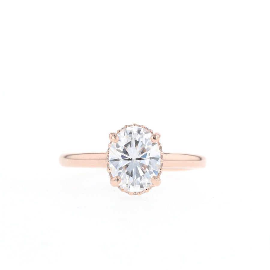 1.33 - 1.91 CT Oval Cut Hidden Halo Moissanite Engagement Ring - Barbara Maison 