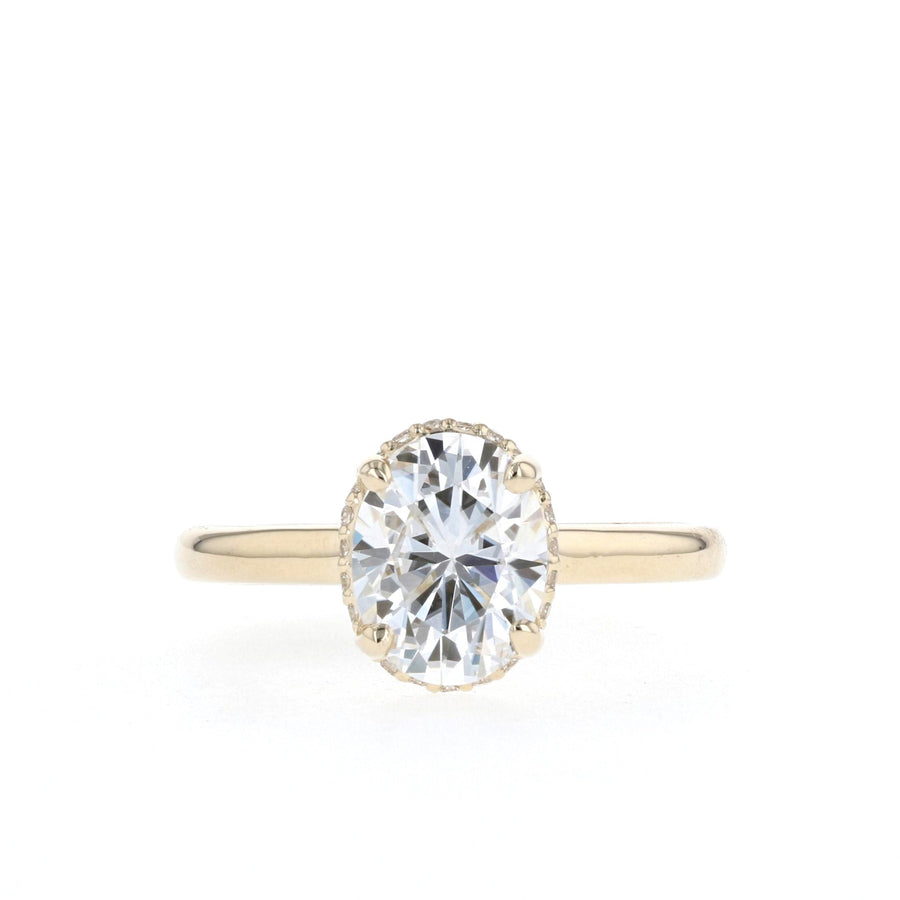 1.33 - 1.91 CT Oval Cut Hidden Halo Moissanite Engagement Ring - Barbara Maison 