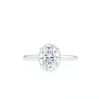 1.33 - 1.91 CT Oval Cut Hidden Halo Moissanite Engagement Ring - Barbara Maison 