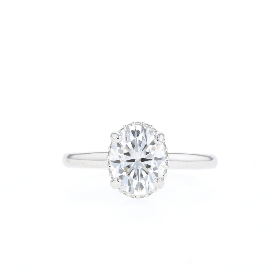 1.33 - 1.91 CT Oval Cut Hidden Halo Moissanite Engagement Ring - Barbara Maison 