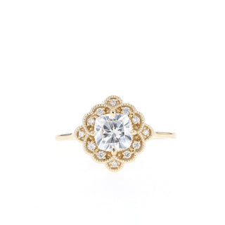 0.96 CT Cushion Cut Vintage Moissanite Engagement Ring - Barbara Maison 