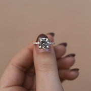 0.96-2.54 CT Cushion Cut Solitaire Pave Moissanite Engagement Ring - Barbara Maison 