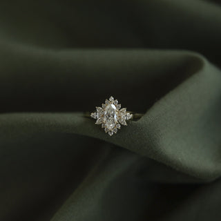 0.47 - 0.9 CT Marquise Cluster Moissanite Engagement Ring - Barbara Maison 