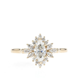 0.47 - 0.9 CT Marquise Cluster Moissanite Engagement Ring - Barbara Maison 