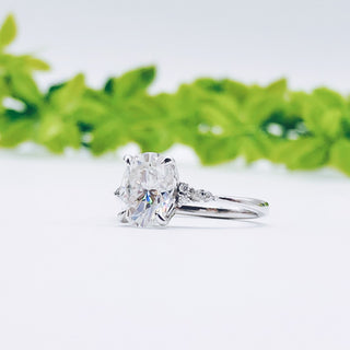 1.91 CT Oval Cut Cluster Moissanite Engagement Ring - Barbara Maison 