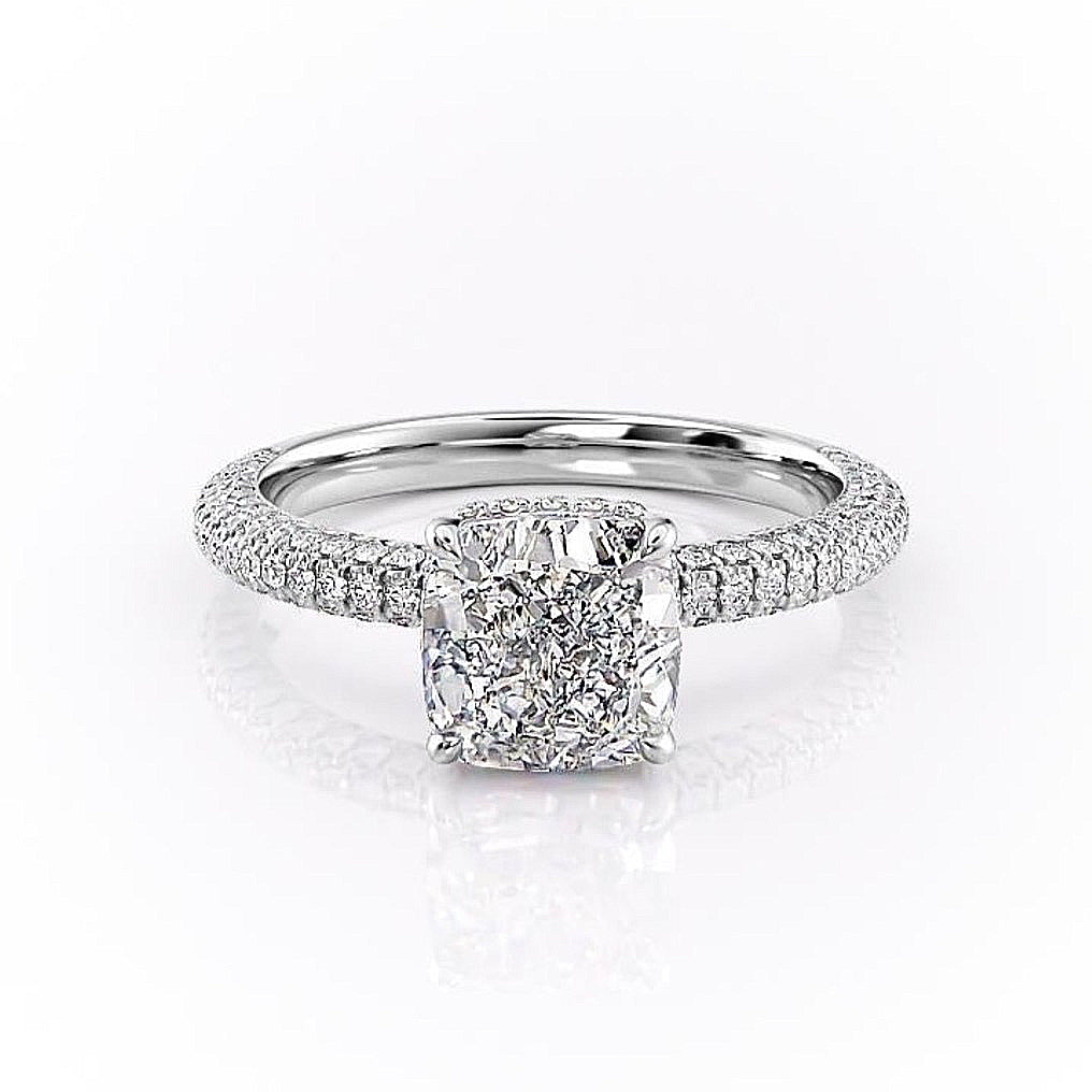 2.54 CT Cushion Cut Pave Moissanite Engagement Ring - Barbara Maison 