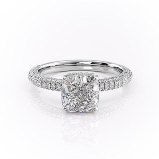 2.54 CT Cushion Cut Pave Moissanite Engagement Ring - Barbara Maison 