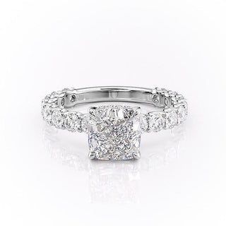 2.15 CT Cushion Cut Pave Moissanite Engagement Ring - Barbara Maison 