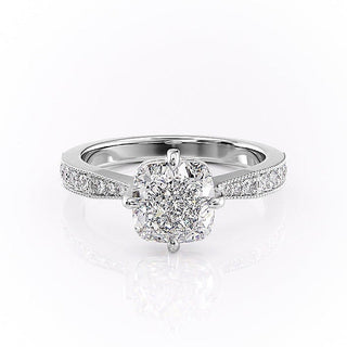 2.15 CT Cushion Cut Milgrain Pave Moissanite Engagement Ring - Barbara Maison 