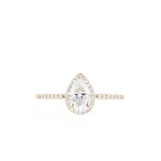 0.85 - 1.33 CT Pear Cut Halo Moissanite Engagement Ring - Barbara Maison 