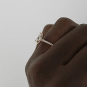 0.85 - 1.33 CT Pear Cut Halo Moissanite Engagement Ring - Barbara Maison 