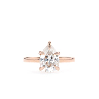 1.33 - 1.93 CT Pear Cut Solitaire Moissanite Engagement Ring - Barbara Maison 