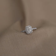 1.04 - 2.1 CT Radiant Cut Halo Moissanite Engagement Ring - Barbara Maison 