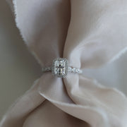 1.04 - 2.1 CT Radiant Cut Halo Moissanite Engagement Ring - Barbara Maison 