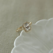 1.04 - 2.1 CT Radiant Cut Halo Moissanite Engagement Ring - Barbara Maison 